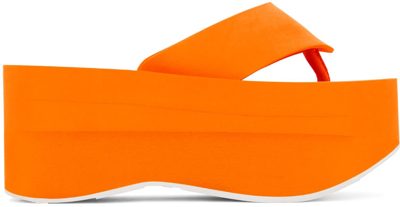 Shop Msgm Orange Rubber Platform Sandals In 10 Orange