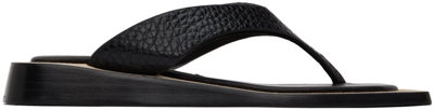 Shop Miista Black Valeria Flat Sandals In Raven Black