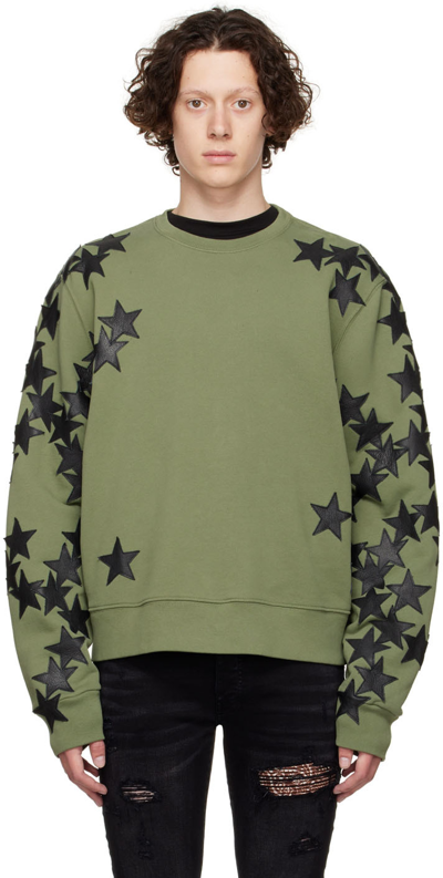 Shop Amiri Khaki Cotton Sweatshirt In Military Green