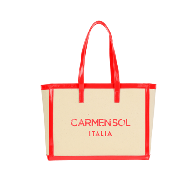 Shop Carmen Sol Capri Canvas Mid Tote In Violet