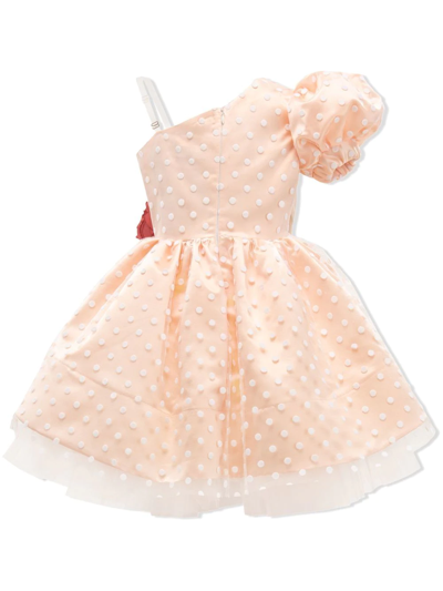 Tulleen Polka Dot Cotton Gown In Orange