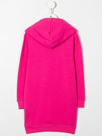 Shop Balmain Logo Print Hoodie Dress In Pink