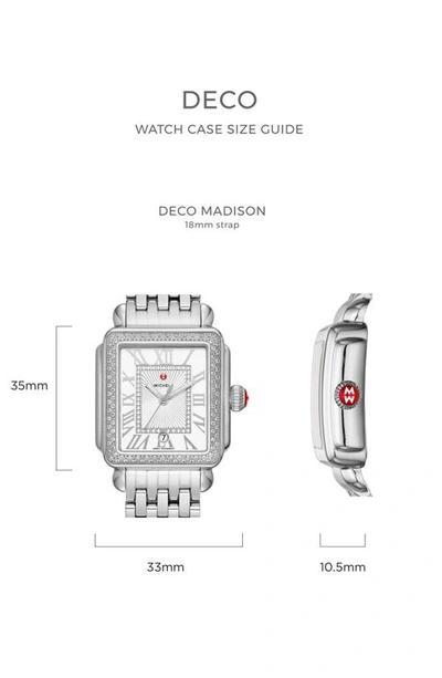 Shop Michele Deco Mid Diamond Dial Bracelet Watch, 29mm In Silver/ White