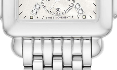 Shop Michele Deco Mid Diamond Dial Bracelet Watch, 29mm In Silver/ White