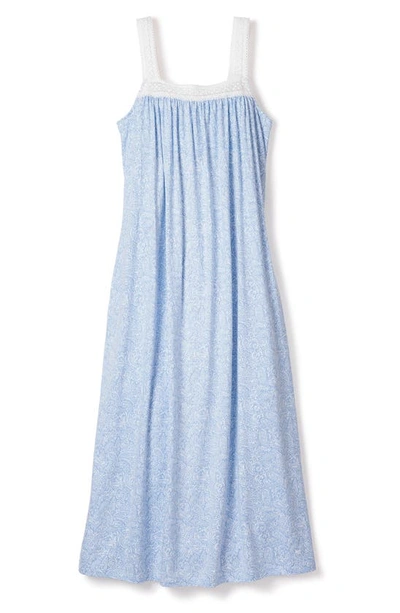 Shop Petite Plume Camille Paisley Pima Cotton Nightgown In Blue
