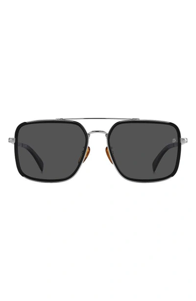 Shop David Beckham Eyewear 59mm Polarized Rectangular Sunglasses In Black Ruth / Gray Pz