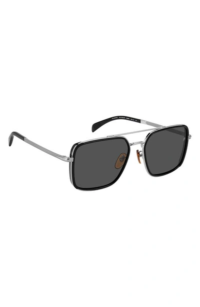 Shop David Beckham Eyewear 59mm Polarized Rectangular Sunglasses In Black Ruth / Gray Pz