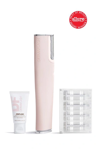 Shop Dermaflash Luxe+ Advanced Sonic Dermaplaning & Peach Fuzz Removal Set In Blush