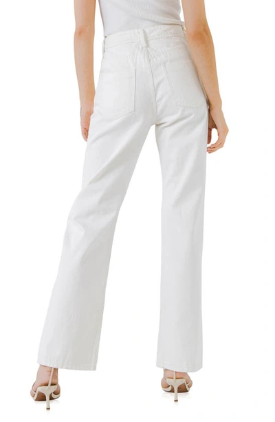 Shop Grey Lab Destroyed Straight Leg Jeans In White