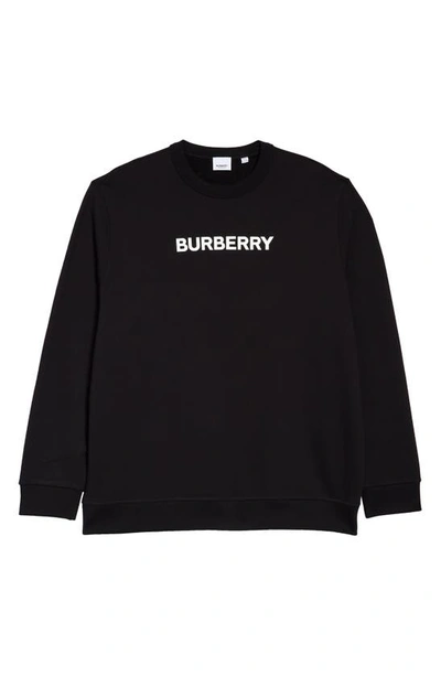 Shop Burberry Burlow Logo Crewneck Sweatshirt In Black