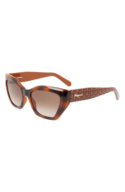 Shop Ferragamo Gancini 54mm Rectangular Sunglasses In Classic Tortoise