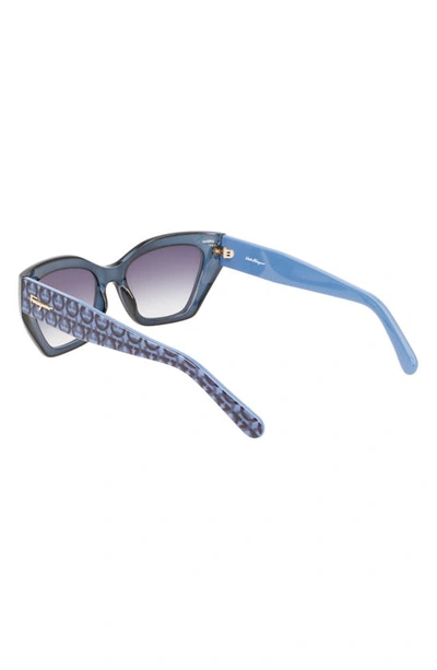 Shop Ferragamo Gancini 54mm Rectangular Sunglasses In Transparent Blue