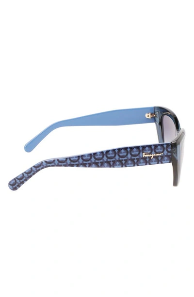 Shop Ferragamo Gancini 54mm Rectangular Sunglasses In Transparent Blue