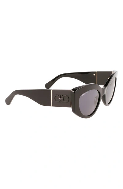 Shop Ferragamo 53mm Gancini Butterfly Sunglasses In Black