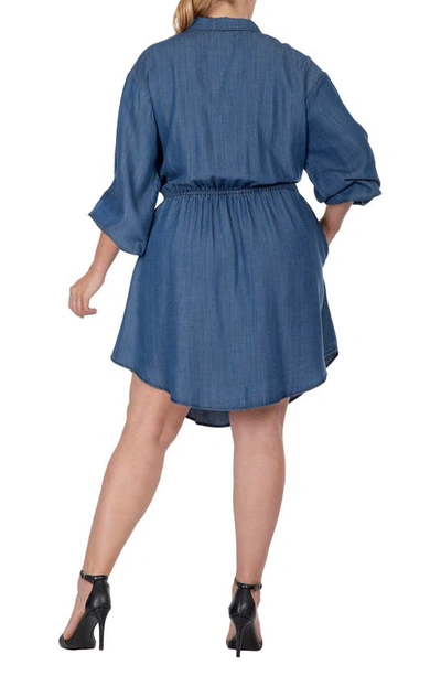 Shop Standards & Practices Long Sleeve Elastic Waist Shirtdress In 3236rinse