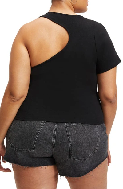 Shop Good American Asymmetric Open Back Organic & Recycled Cotton Top In Black001