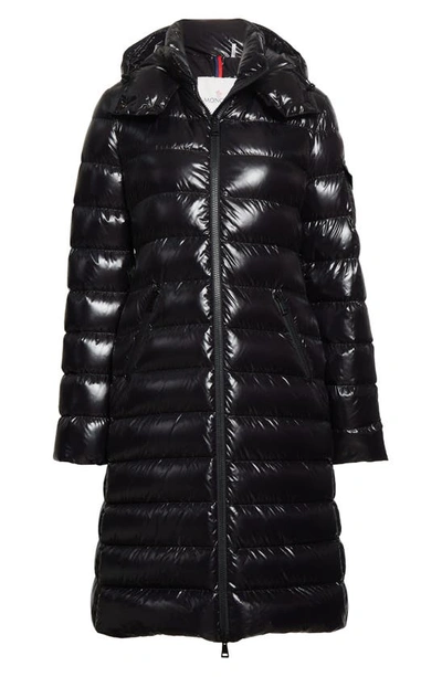 Shop Moncler Moka Quilted Down Long Parka In Black