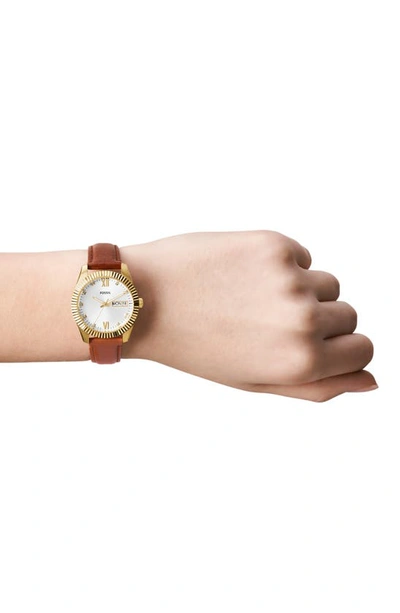 Shop Fossil Scarlette Leather Strap Watch, 32mm In Brown