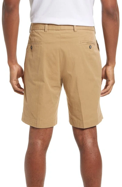 Berle Cotton Poplin Flat Front Shorts In Tan