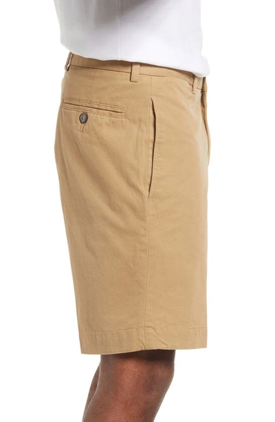 Berle Cotton Poplin Flat Front Shorts In Tan