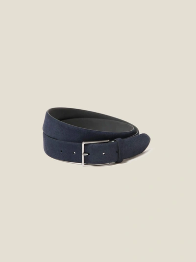 Shop Luca Faloni Navy Blue Classic Suede Belt In Dark Blue