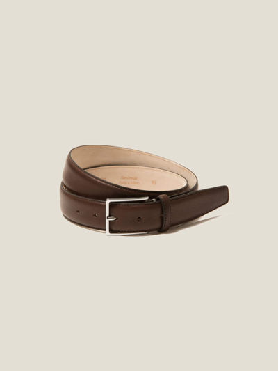 Shop Luca Faloni Dark Brown Calf Leather Belt