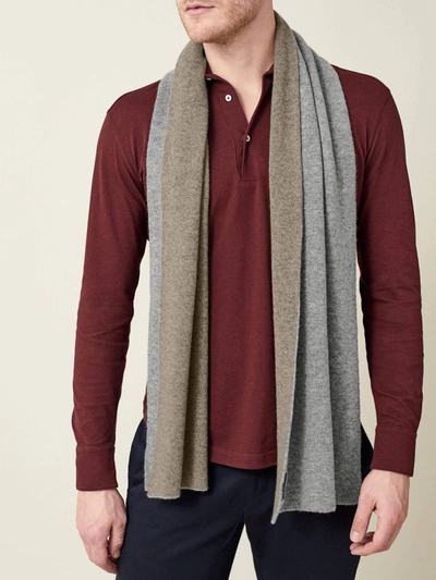 Shop Luca Faloni Grey And Brown Double-faced Cashmere Scarf