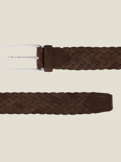 Shop Luca Faloni Dark Brown Woven Suede Belt