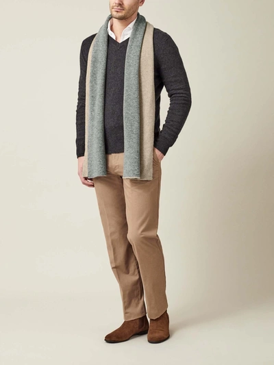 Shop Luca Faloni Camel And Grey Double-faced Cashmere Scarf