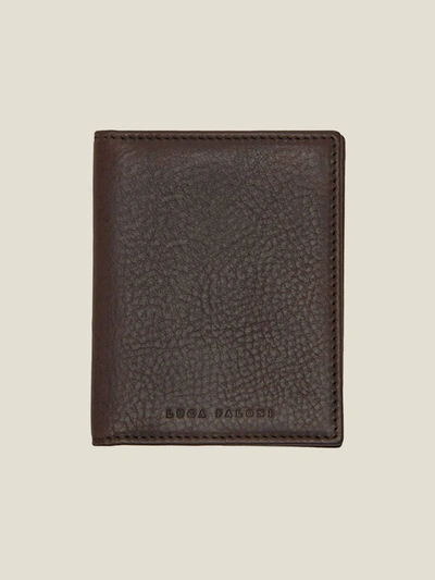 Shop Luca Faloni Chocolate Brown Bifold Cardholder In Dark Brown