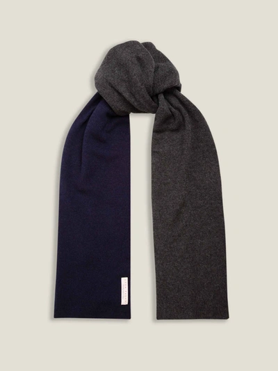 Shop Luca Faloni Navy And Charcoal Double-faced Cashmere Scarf In Dark Blue