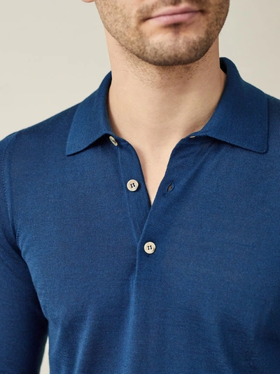 Shop Luca Faloni Atlantic Blue Fine Silk-cashmere Polo