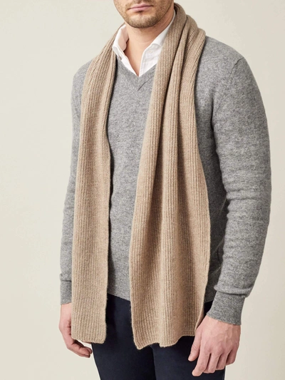 Shop Luca Faloni Camel Beige Chunky Knit Cashmere Scarf