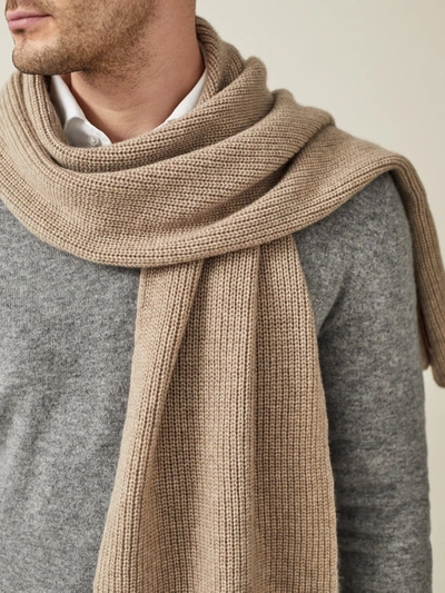 Shop Luca Faloni Camel Beige Chunky Knit Cashmere Scarf