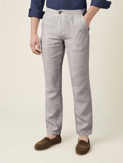 Shop Luca Faloni Light Grey Lipari Linen Trousers