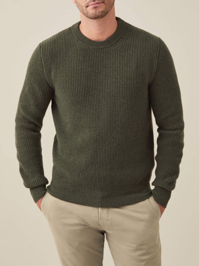 Shop Luca Faloni Hunting Green Chunky Knit Cashmere Crew Neck