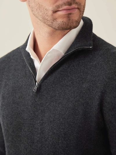 Shop Luca Faloni Charcoal Grey Pure Cashmere Zip-up In Dark Grey