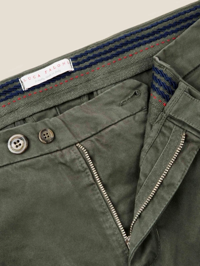 Shop Luca Faloni Alpine Green Cortina Cotton Chinos