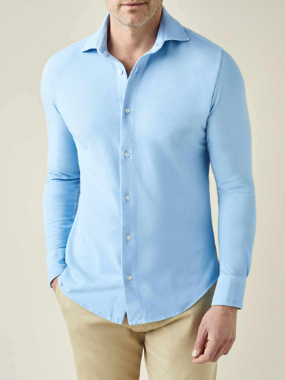 Shop Luca Faloni Light Blue Siena Piqué Shirt