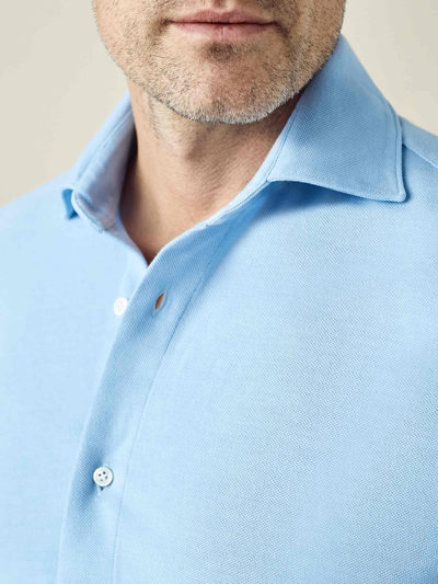 Shop Luca Faloni Light Blue Siena Piqué Shirt