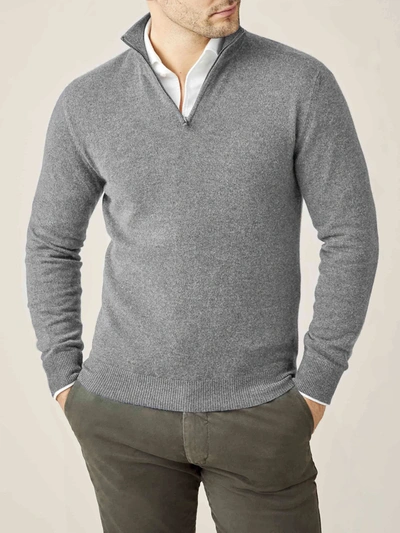 Shop Luca Faloni Dolomiti Grey Pure Cashmere Zip-up