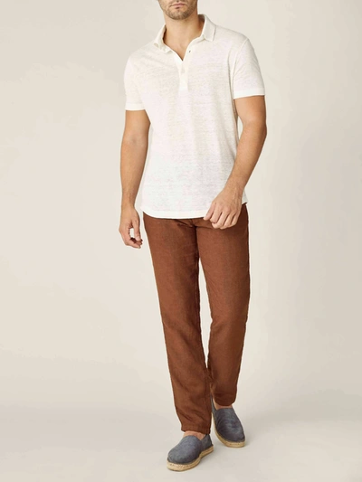 Shop Luca Faloni Cream Elba Linen Jersey Polo In White