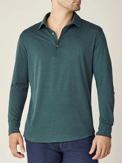 Shop Luca Faloni Emerald Green Amalfi Silk-cotton Polo Shirt