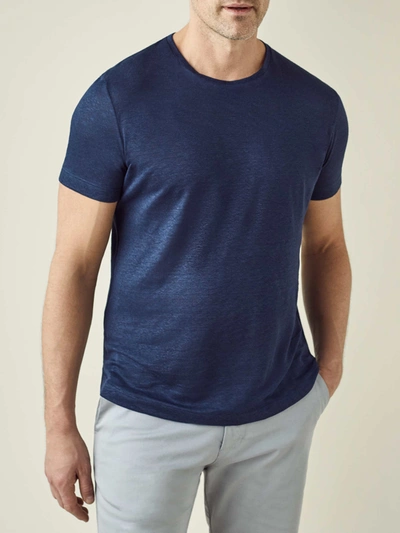 Shop Luca Faloni Navy Blue Linen Jersey T-shirt In Dark Blue
