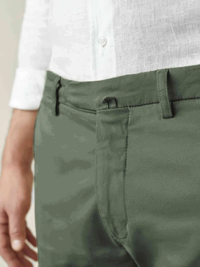 Shop Luca Faloni Olive Green Lightweight Cotton Chinos