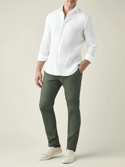 Shop Luca Faloni Olive Green Lightweight Cotton Chinos