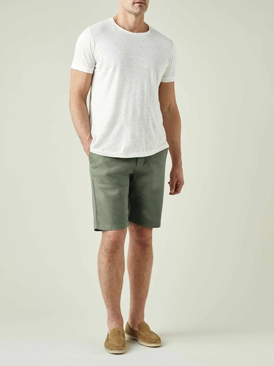Shop Luca Faloni Olive Green Cotton Shorts