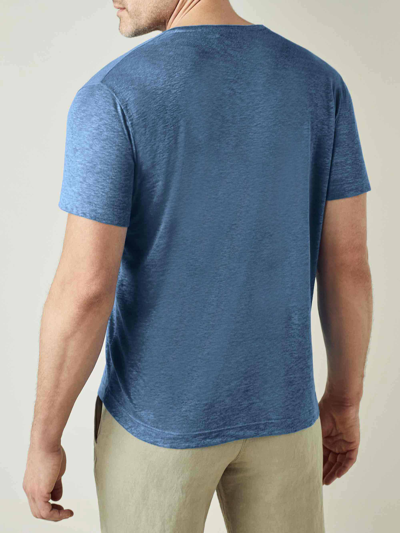 Shop Luca Faloni Steel Blue Linen Jersey T-shirt