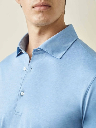 Shop Luca Faloni Light Blue Amalfi Silk-cotton Polo Shirt