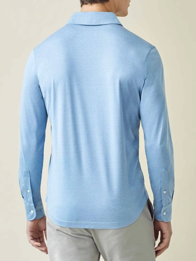 Shop Luca Faloni Light Blue Amalfi Silk-cotton Polo Shirt